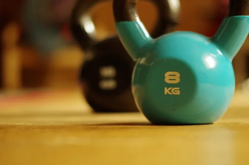 Kettlebells on a wooden floor